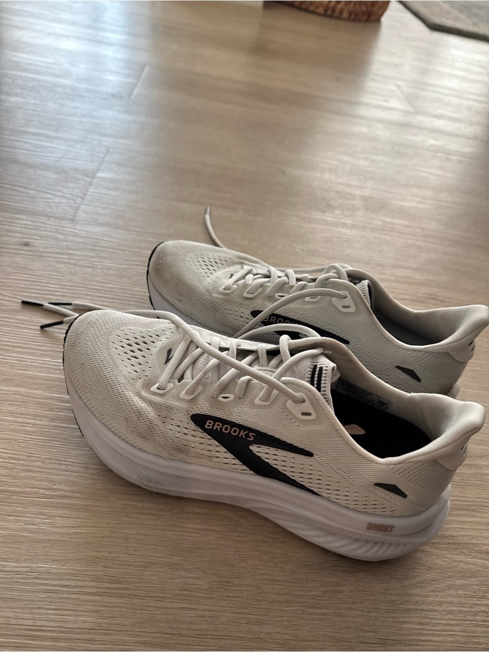 Brooks women’s White and Black Ghost Running Shoes